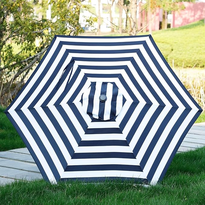 Blissun 7.5 ft Patio Umbrella, Yard Umbrella, Outdoor Market Umbrella with Push Button Tilt Crank (Black&White) Blissun