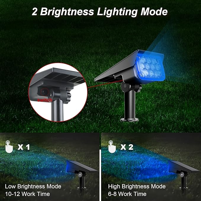 Solar Spot Lights Outdoor, Blue Solar Spotlights Landscape Lighting with IP65 Waterproof 20 LEDs Landscape Spotlight for Garden Path Yard Holiday Decoration 4 Pack CREPOW