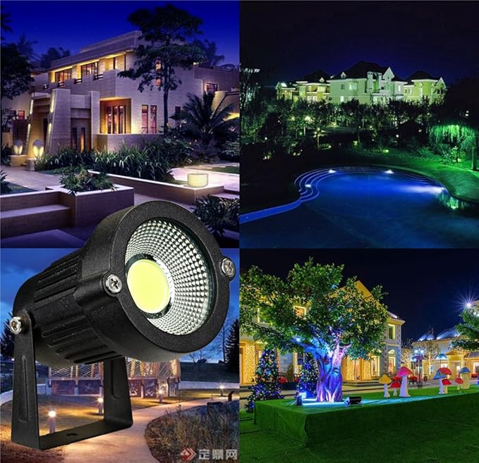 Z Outdoor Landscape LED Lighting 5W Waterproof Graden Lights COB Led Spotlights with Spiked Stand for Lawn Decorative Lamp US 3- Plug 6500K Daylight White Lights (2 Packs) Z