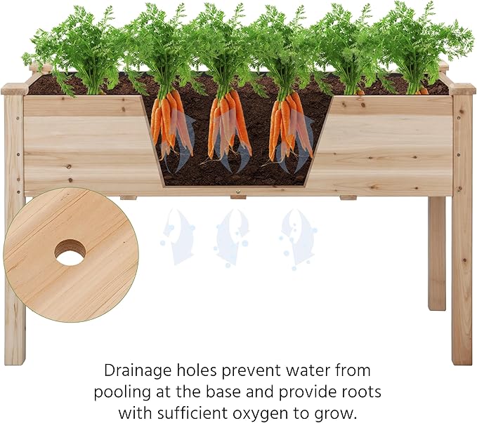 Yaheetech 1pc Raised Garden Bed 48x24x30in Elevated Wooden Horticulture Planter Box with Legs Standing Growing Bed for Gardening/Backyard/Patio/Balcony Yaheetech
