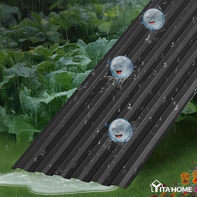 YITAHOME 8x4x2ft Large Raised Garden Bed Kit, Galvanized Metal Planter Box with Gloves, Ground Nails, Support Rod & Safety Rubber, Outdoor Above Ground Planters for Plants Vegetables Flowers, Black YITAHOME