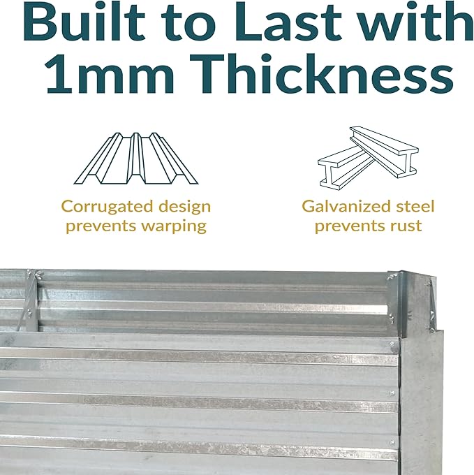 Sunnydaze 11.75" H Raised Metal Garden Bed - Galvanized Raised Garden Bed Outdoor for Vegetables and Flowers - Silver - L-Shaped SunnydazeDecor