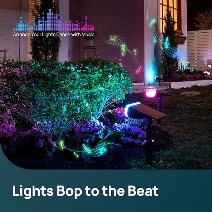 Linkind Smart Solar Spot Lights Outdoor SL5C, Solar Lights Outdoor Spotlight Cool/Warm White/Color Changing, APP/Voice Control IP67 Landscape Lighting for Yard, Garden, Pathway(8 Pack) Linkind