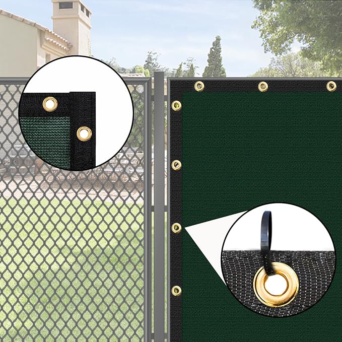 UPGRADE Privacy Screen 3' x 10' Fence Commercial Shade Cover with Brass Grommets Heavy Duty Perfect for Outdoor Back Yard, Dark Green, Customizable UPGRADE