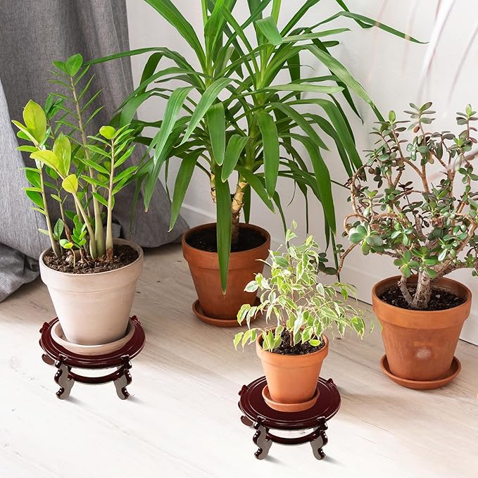 Geetery 2 Pcs 4 to 12 in Wooden Plant Stands Indoor Chinese Oriental Plant Stand for Vase Fishbowl Flower Pot Lamp Redwood Base Vintage Display Rack Decor(8 Inch) Geetery