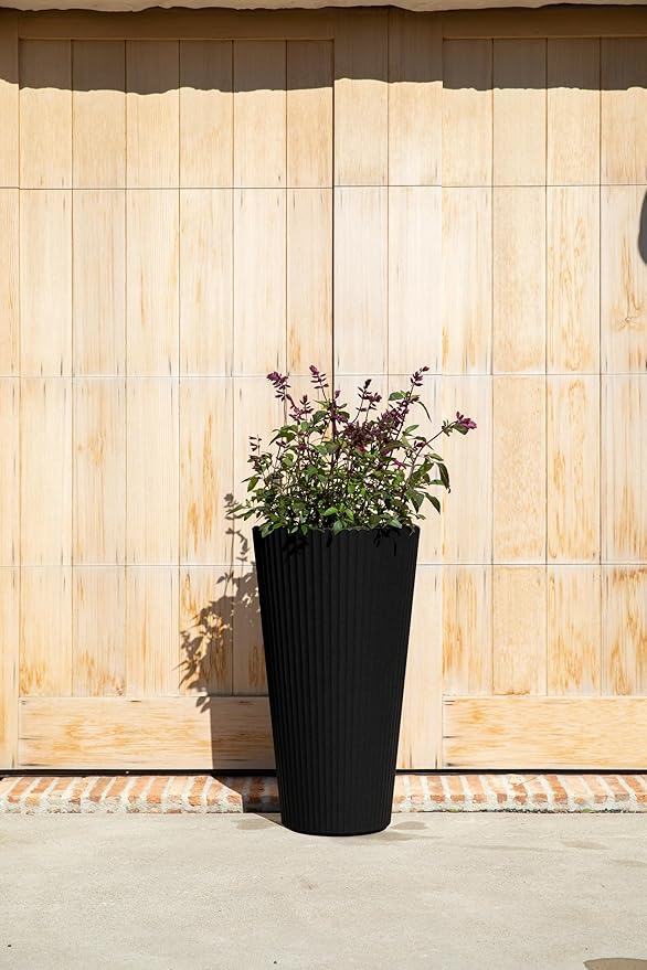 Veradek Demi Series Tall Planter for Porch, Patio, Backyard | Durable Plastic-Concrete Material | Modern Décor for Tall Plants, Grasses VeradekOutdoor