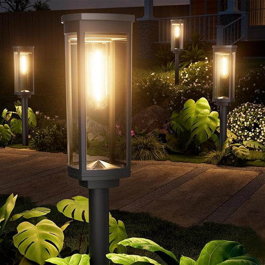 4 Pack Solar Pathway Lights Outdoor, Modern Super Brightness LED Solar Path Lights, IP65 Waterproof Garden Solar Powered Landscape Lighting for Outside Yard Garden Driveway Walkway Décor NEWMESSI