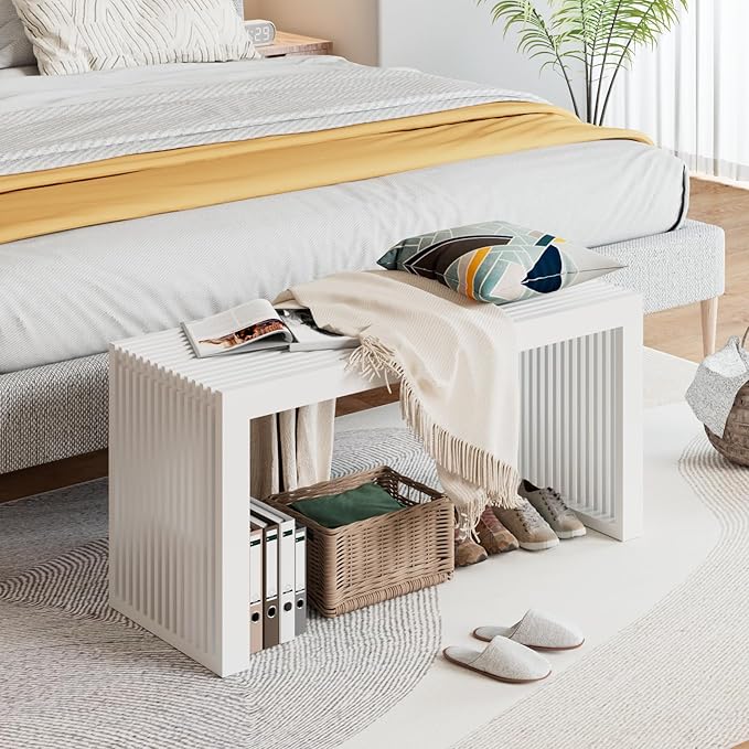 Bamboo Dining Bench, 35 inch Farmhouse Decor Indoor Kitchen Table Bench, Entryway Shoe Rack Bench Solid Bamboo Benches for Living Room, Hallway, Bedroom, Bathroom HEALTHYYOU