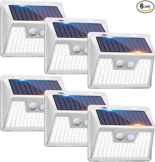 Peasur Solar Lights Outdoor Waterproof, 6Pack 140LED Bright Motion Sensor Security Lights 3 Modes, Solar Powered Fence Wall Light for Garden Yard Outside(Cool White) Peasur