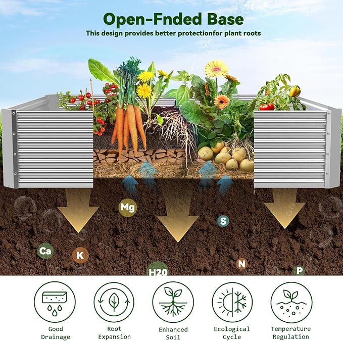 3 Pack Raised Beds for Gardening, Corrugated Galvanized Steel Raised Garden Bed, Outdoor Metal Above Ground Garden Bed for Vegetables and Flowers-4x2FT(Rectangular) OZMSHF