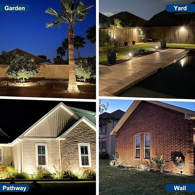 Solar Spot Lights Outdoor,6 Pack/56 LED Outdoor Lights for Yard Waterproof IP68, 4 Lighting Modes Solar Landscape Spotlights, Auto On/Off Solar Powered Flood Lights Garden Pathway,Cool White Katipeal