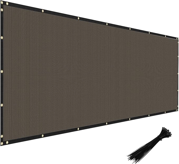 WINDSCREEN4LESS 6' x 9' Privacy Fence Screen in Brown for Chain Link Fence W/ Brass Grommet 85% Blockage Windscreen Outdoor Mesh Fencing Netting 150GSM Fabric W/ Zip Ties - Custom Size Windscreen4less