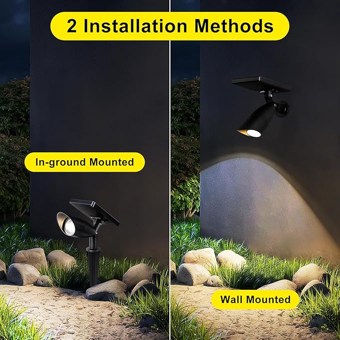 Boajuna Solar Spot Light Outdoor, Solar Landscape Spotlight Waterproof Security Wall Lamp Lights for Patio Yard Lawn Driveway Trees Flags Christmas Decor Boajuna