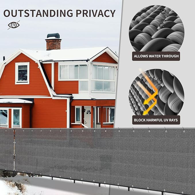 LOVE STORY Custom Size 2'6''x22' Dark Grey Balcony Privacy Screen,UV Block Privacy Fence Screen,90% Shield for Outdoor Pool Garden Apartment Railing LOVESTORY