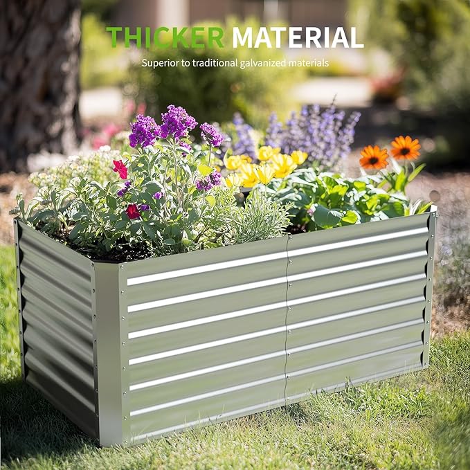 4X2X2ft (2 Pack) Galvanized Raised Garden Bed,Outdoor Planter Box Metal Patio Kit Planting Bed for Vegetables Flowers Herb Anmiro