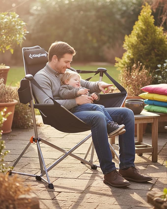 KingCamp Hammock Camping Chair, Swinging Portable Folding Camp Chairs for Adults Max 400lbs Heavy Duty Foldable Oversized Rocker with Aluminum Alloy Frame Cup Holder for Outdoor Beach Patio Sport KingCamp