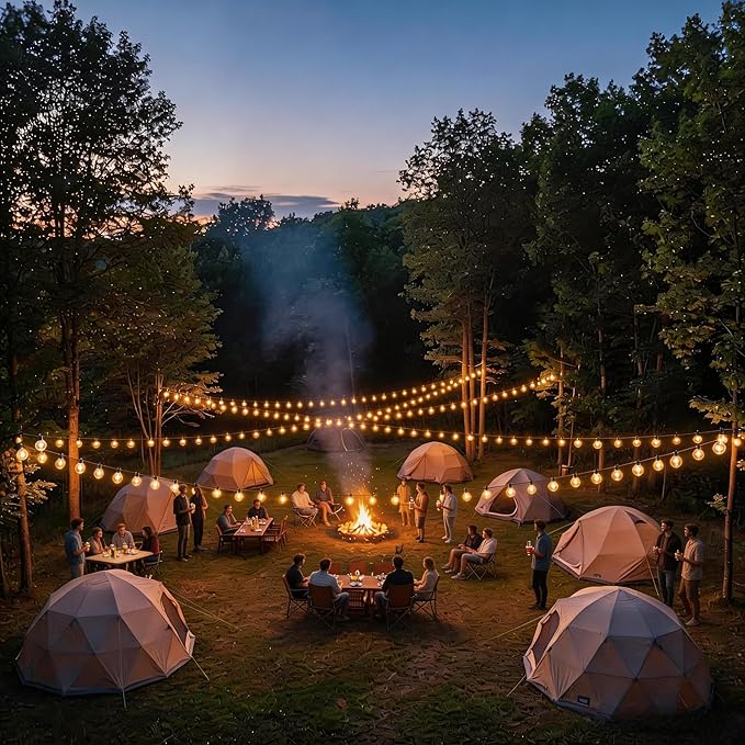 RTTY Classic 300FT Modular Professional Outdoor String Lights System with 111 G40 Bulbs (3x100FT) - Configure for Estate Borders, Multi-Area Event Sites, Commercial Corridors & Permanent Installations RTTY
