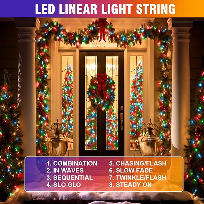 Nisocy 200 LED 4 Color Christmas String Lights, Multicolor Fairy Lights with Green Wire, 8 Modes Plug in Christmas Tree Lights for Indoor Outdoor Holiday Decorations, Party, Patio, Home Décor(66FT) NISOCYLighting