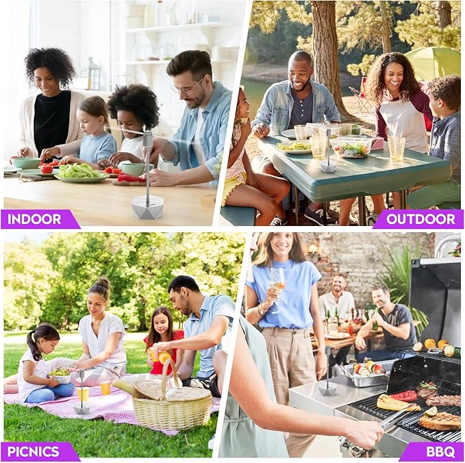 Fly Fans for Tables, Fly Repellent Fan Outdoor Indoor Keep Flies Away, Repellent Fans for Tables with Holographic Blades for Picnic, Party, Restaurant, Kitchen, and BBQ, 4 Pack Silver PIMAG