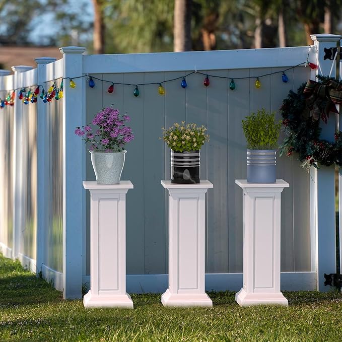 36in Tall Resin Planter Set of 2,Large Outdoor Planter for Porch, Garden, and Balcony, Weight-Bearing Top, Weather-Resistant, Classic Estate Design for Flowers and Trees(Ashen) OutdoorLivingPerfected