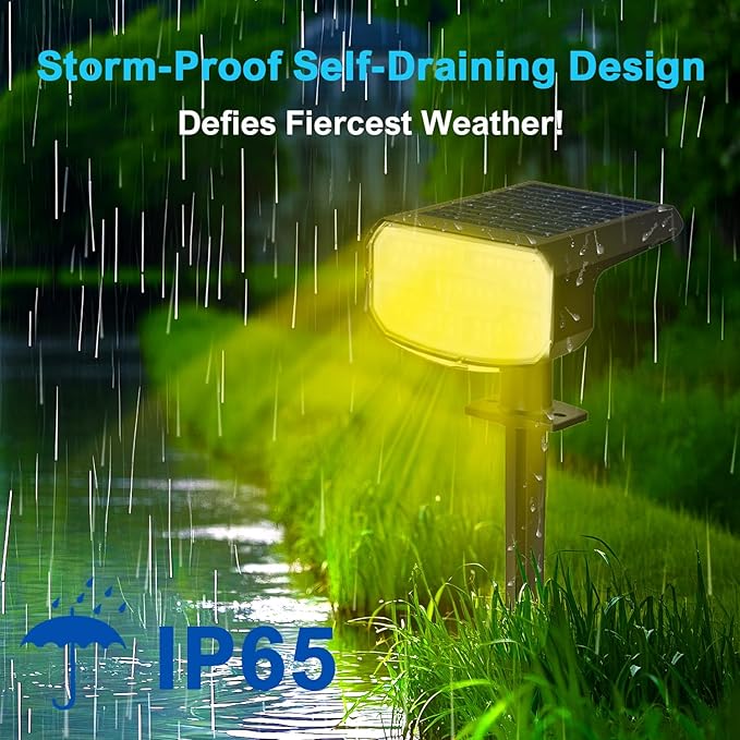 Solar Lights Outdoor Waterproof IP65,Auto On/Off, 2700K 2 Lighting Modes, Super Bright LED, Solar Powered Yard Garden Solar Spot Lights for Outside Landscape,4 Pack JEJOT