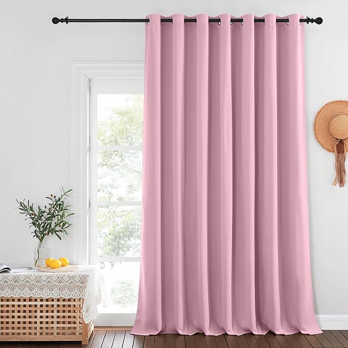 NICETOWN Rouge Pink Blackout Curtains for Bedroom/Living Room 132 Inch Length - Thermal Insulated Room Darkening Grommet Top Window Curtains (100 by 132 - Inch, 1 Panel) NICETOWN