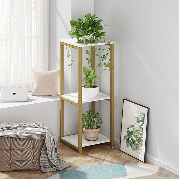 Plant Stand Indoor Corner Tall 3 Tier Metal Modern Flower Storage Plant Shelf Holder for Living Room Balcony Garden,Gold (3 Tier-Gold) YIZAIJIA