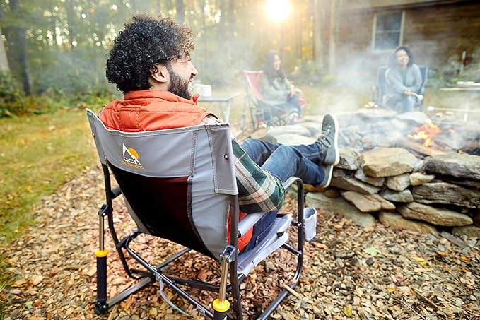 GCI Outdoor FirePit Rocker Low-Ride Outdoor Rocking Chair with Beverage Holder GCIOUTDOOR