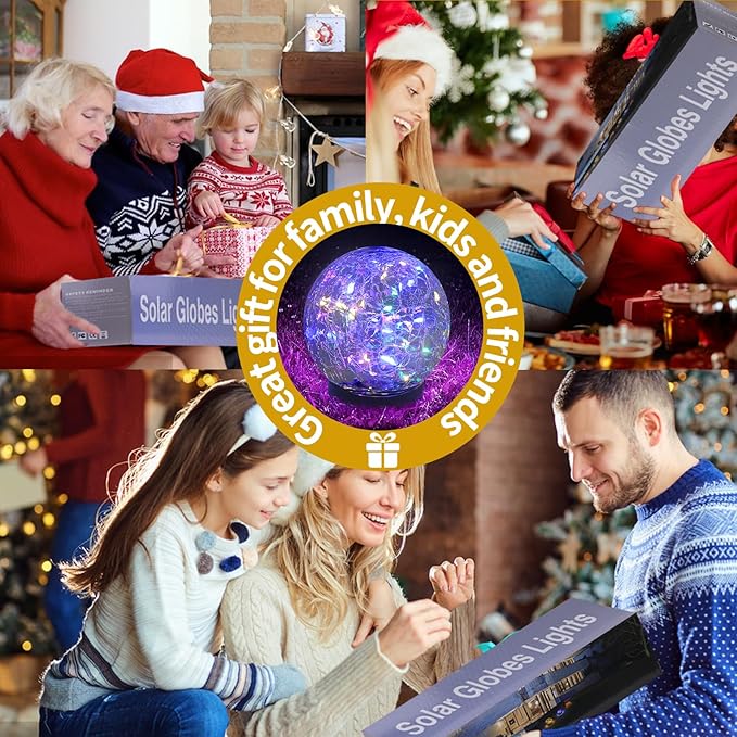 Solar Globe Lights Outdoor Waterproof-Solar Balls for Garden-Cracked Glass Ball Lights Outdoor-Solar Orbs for Outside-Decorations for Patio and Yard Lawn Backyard Decor JKIMK