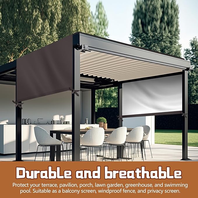 Universal Pergola Replacement Canopy Outdoor Canopy Shade Cover Waterproof Shade Top Cover for Outdoor Patio Porch Backyard(12 x 9 ft,Coffee) Wowangce