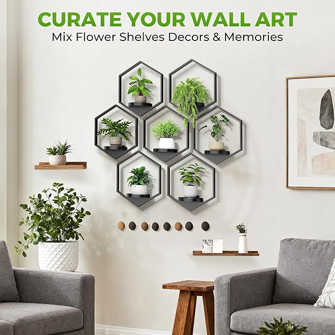 Wall Planters for Indoor Plants 7 Pack, Plant Frames Wall Decor Living Room Plant Stand Hanging Wall Plants Holder to Hold Large Pots Wall Plant Hanger Window Plant Shelves for Outdoor Entryway DEMEGA