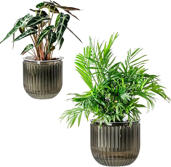 Melphoe Self Watering Pots for Indoor Plants Planter, 6.5/5.3 Inch 2 Pack Planters Self Watering Plant Pots for Flower, Houseplants, Succulent, African Violets and Cactus with Drainage Melphoe