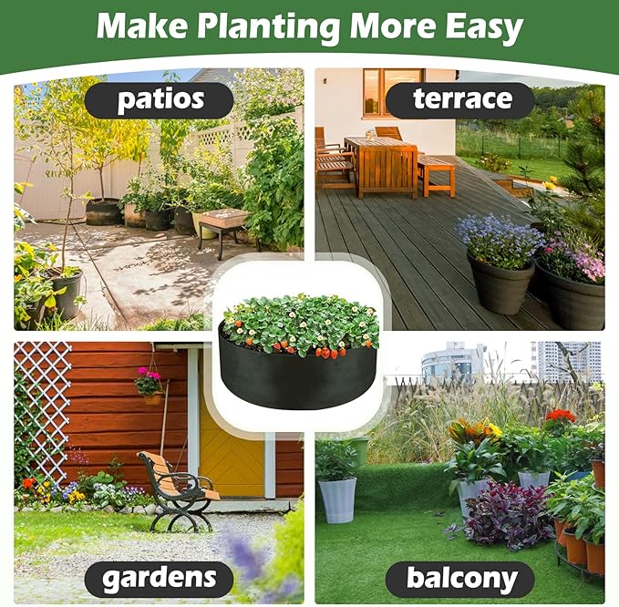 LBTING 2Pcs 50 Gallon Plant Grow Bags, Fabric Raised Planting Bed Heavy Duty Non-Woven Fabric Planter Pots for Garden Vegetables Flowers LBTING