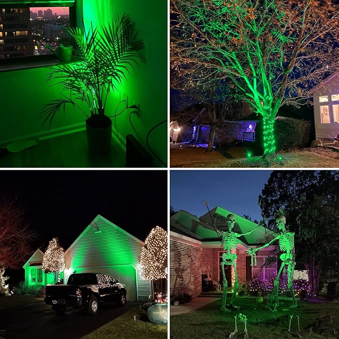 LemonBest Outdoor Water-Resistant LED Lawn Garden Landscape Lamp Wall Yard Path Patio Lighting Spot Lights Green AC Spiked Stand with Power Plug (1) LemonBest