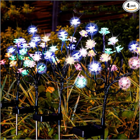 TONULAX Solar Garden Lights - Upgraded Landscape Tree Lights with Larger Solar Capacity, Decorative Light Outdoor for Pathway, Patio, Front Yard Decoration(4 Pack) TONULAX