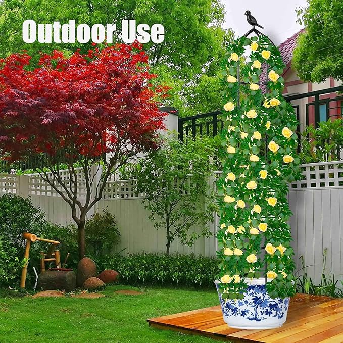 4-Pack 6FT Garden Obelisk Trellis for Climbing Plants,70”Metal Plant Support Tower, Heavy Duty Thickened Tube,Rustproof Black Flower Stand for Vines, Roses, Outdoor & Indoor Use TCBWFY