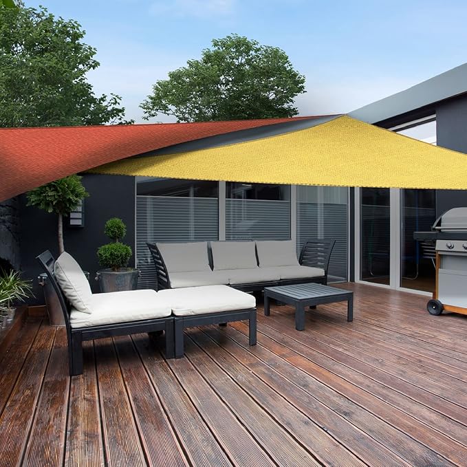 AsterOutdoor Sun Shade Sail Triangle 10' x 10' x 10' UV Block Canopy for Patio Backyard Lawn Garden Outdoor Activities, Graphite AsterOutdoor