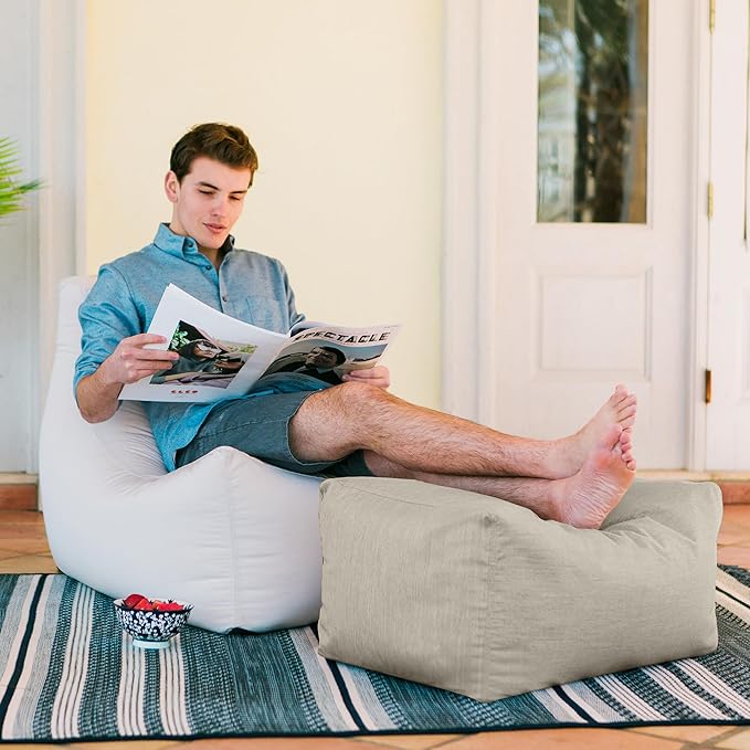 Jaxx Leon Outdoor Bean Bag Ottoman, Flax Jaxx