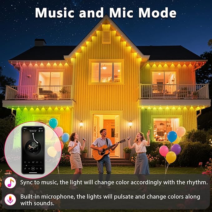 500FT Permanent Outdoor RGB Lights, IP67 Waterproof Smart Eave Lighting, with App/Remote Control Eaves Light, DIY LED Scenes Modes for House Roof Decor,Christmas,Party Rootora