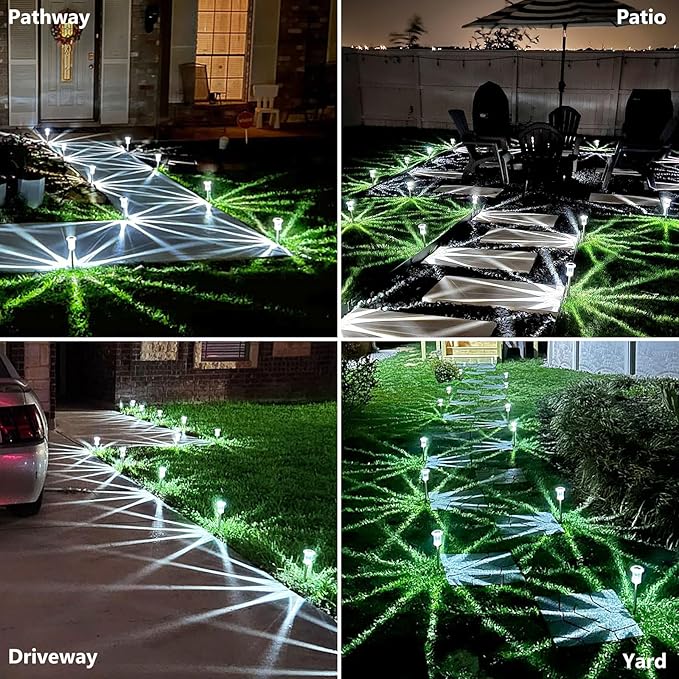 15 Pack Solar Pathway Lights Solar Lights Outdoor, Led Waterproof Yard Walkway Lighting Stainless Steel Garden Stake for Outside, Path, Landscape, Driveway, Backyard (Cold White) Gorrzai