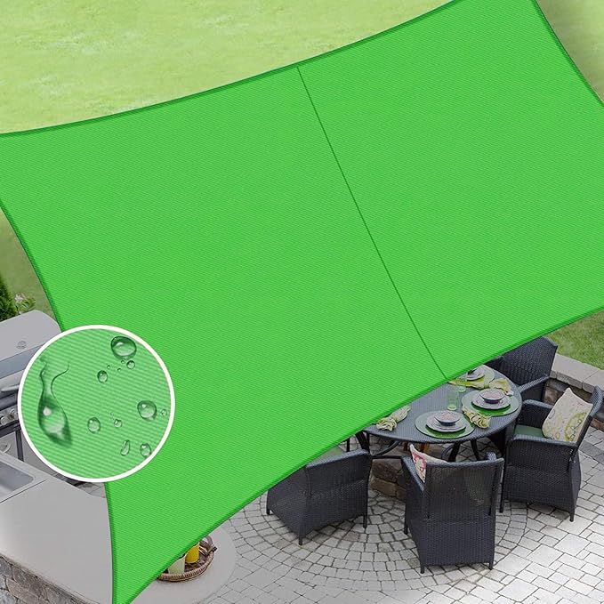 LOVE STORY Rectangle 9'x10' Waterproof Sun Shade Sail Canopy UV Block for Outdoor Patio Backyard Carport,Fruit Green(We Make Custom Size) LOVESTORY