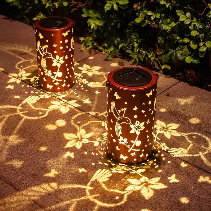 Solar Lanterns Outdoor Waterproof Hummingbirds Birthday Gifts for Women Mom Grandma Garden Decor Metal Hanging LED Decorative Light for Patio Yard Lawn Backyard Front Porch Gardening Gifts DIBIEECN