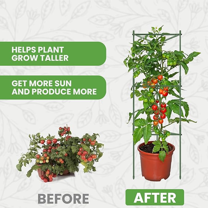 Tomato Cage - Large Trellis Stakes and Plant Support Structures for Vegetables and Climbing Plants - Tall Tomato Cages for Garden, Pots, Raised Garden Bed Outdoor Supplies (3 Pack - Up to 48") K-BRANDS