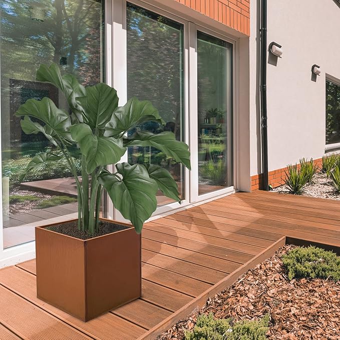 Corten Steel Planter Box Metal Square Planters 26 Inch Steel Large Outdoor Planter Tall Plant for Commercial Residential Patio and Backyard GZGNEEVL