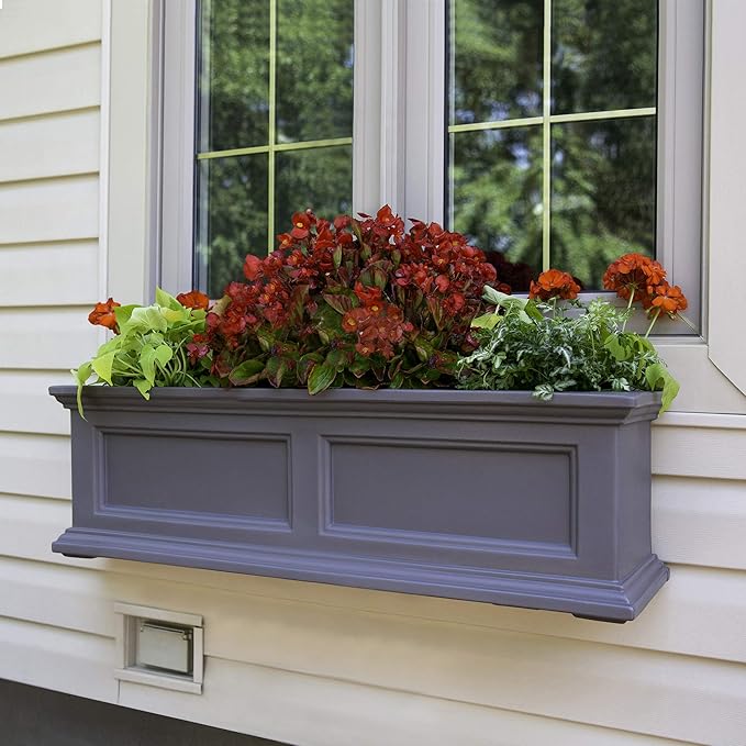 Mayne Fairfield 3-Foot Window Box – Self-Watering, Weather-Resistant Planter for Flowers – Durable Design for Outdoor Use, Perfect for Windows Mayne