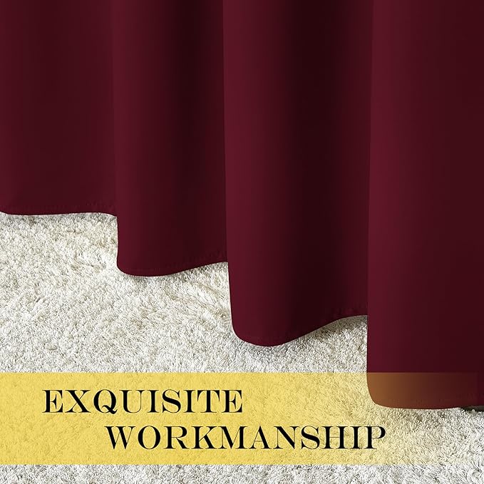 NICETOWN Blackout Room Divider Curtains 84 inch Length, Grommet Energy Saving Thermal Drapes Sound Reducing Window Treatments for Living Room/Bedroom, W100 x L84, 1 Panel, Wine Red NICETOWN