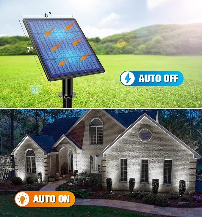 APONUO Solar Spotlights Landscape Lights Low Voltage Outdoor Solar Spotlight IP65 Waterproof 9.8ft Cable Auto On/Off with 4 Cool White for Outdoor Garden Yard Landscape Downlight (4-in-1) APONUO