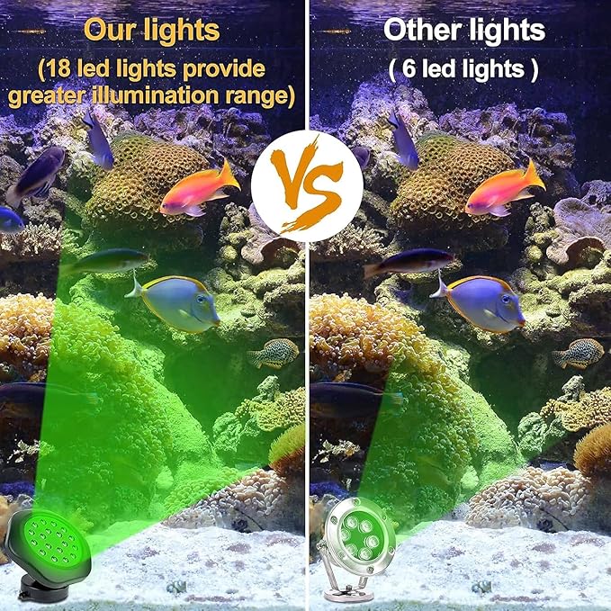 Solar Pond Lights, 18 LED Super Bright RGB LED Underwater Spotlights Color Changing Submersible Pond Light IP68 Waterproof Fountain Lights for Fish Aquarium Tank Garden Yard Pool (5-in-1) CREPOW