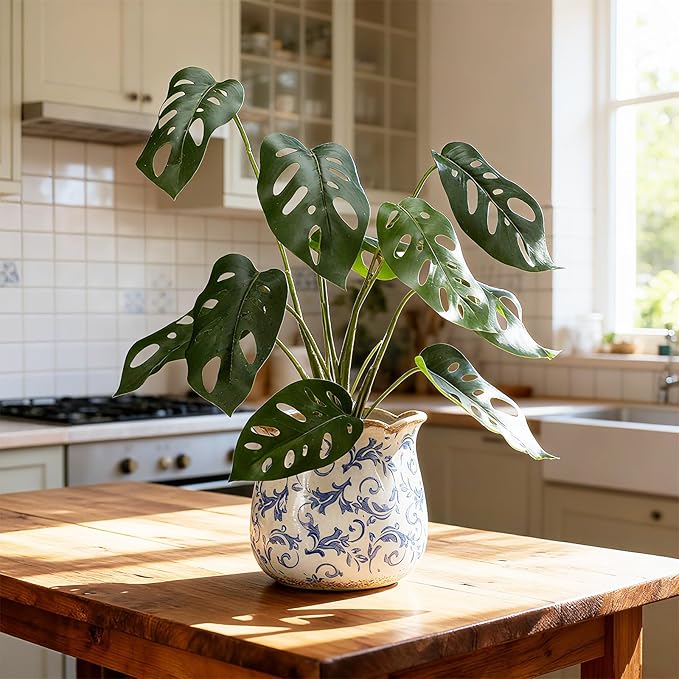 6 Inch Ceramic Plants Pots Vintage Ceramic Flower Planters Crackle Glaze Finish Flower Pots Decorative Floral Vintage Planters for Living Room Garden Home Decor Gifts(Chinoiserie) Newtay