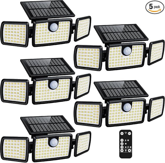 MIHANI Solar Lights Outdoor, Quick Charge Solar Motion Deck Lights Outdoor for Deck with High Brightness, Larger Built-in Tempered Glass Panel, Sensitive PIR Motion Inductor (Remote,5 Pack) MIHANI